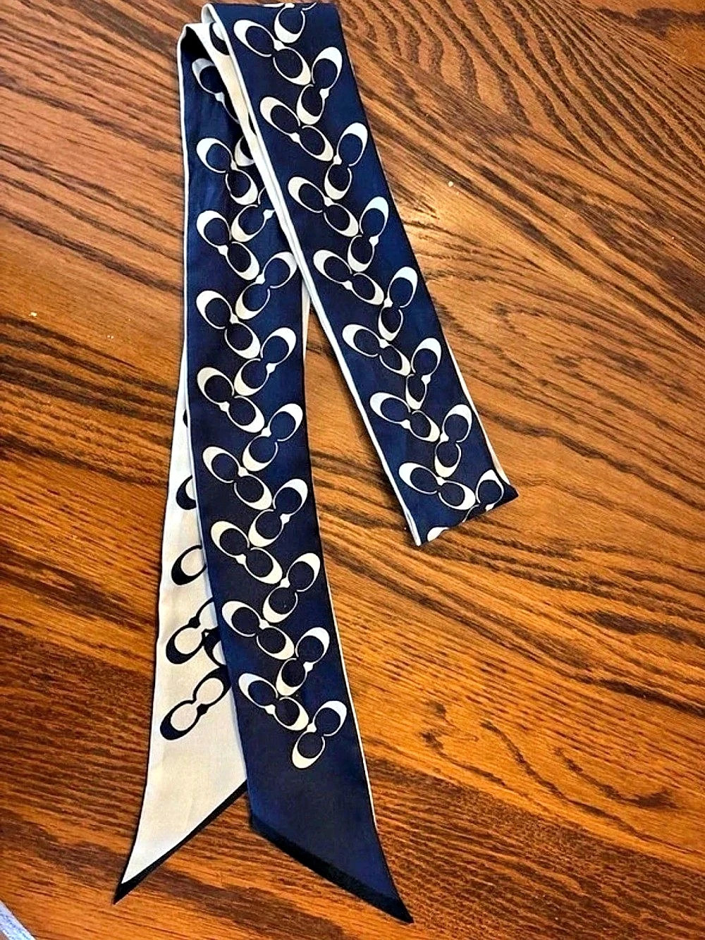 Coach Signature C Silk Skinny Scarf Twilly Silk-Style Logo Twilly Scarf in Blue